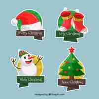 Free vector pack of funny christmas stickers