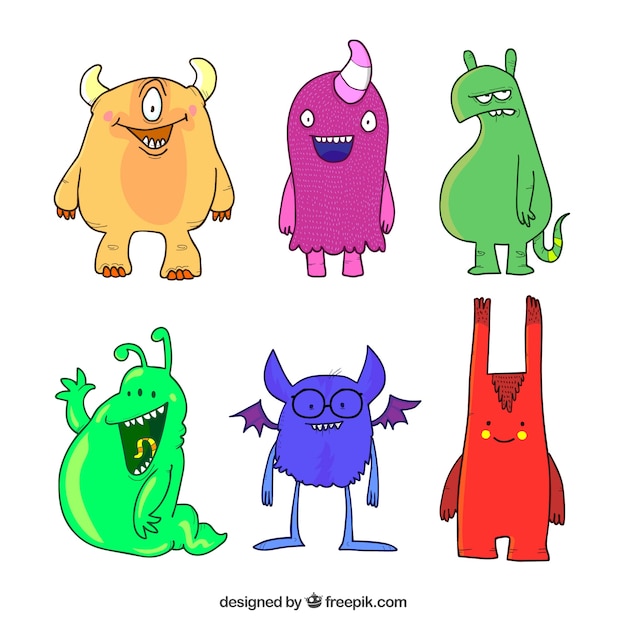 Pack of funny monster characters