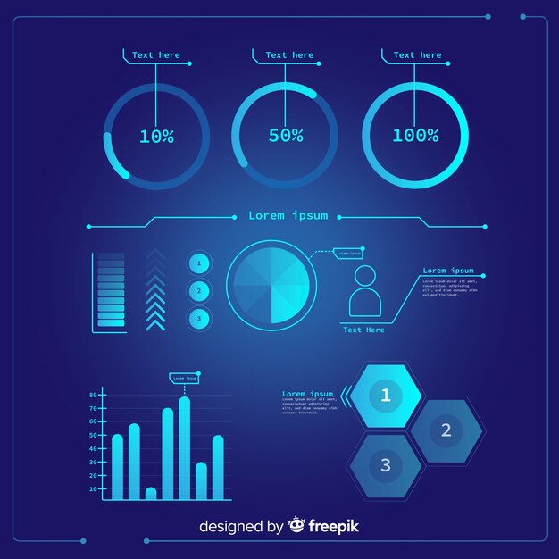 Pack of futuristic infographic element