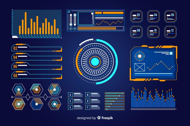 Free Vector pack of futuristic infographic elements