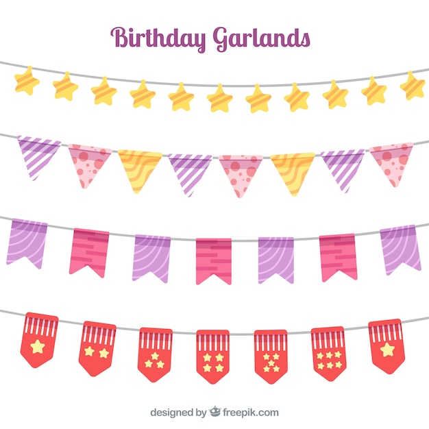 Vettore gratuito confezione da ghirlande per la festa di compleanno