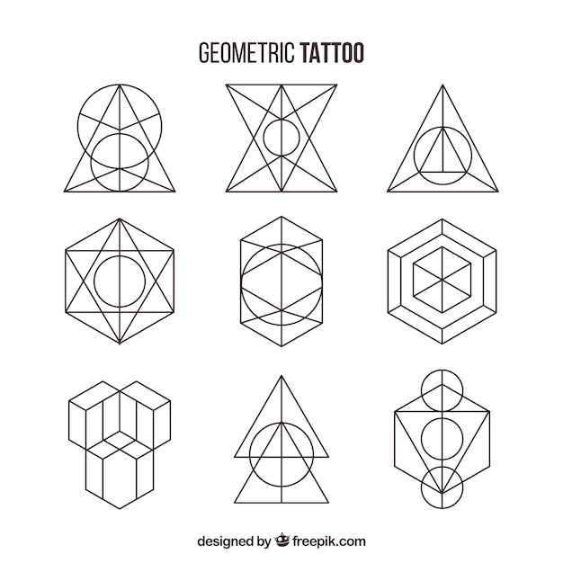 Vettore gratuito pacchetto di forme geometriche tatuaggi