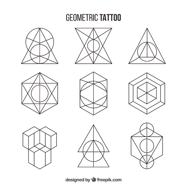 Pack of geometric shapes tattoos