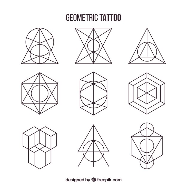 Pack of geometric shapes tattoos