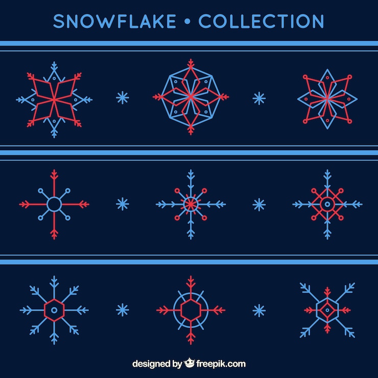 मुफ़्त वेक्टर pack of geometric snowflakes in two colors