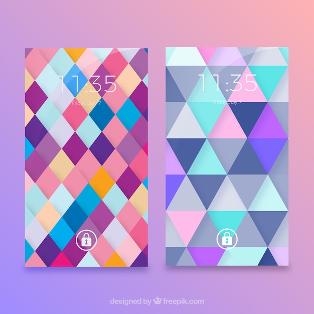 Free vector pack of geometric wallpapers of mobile colors