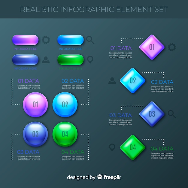 Free vector pack of glossy infographic elements