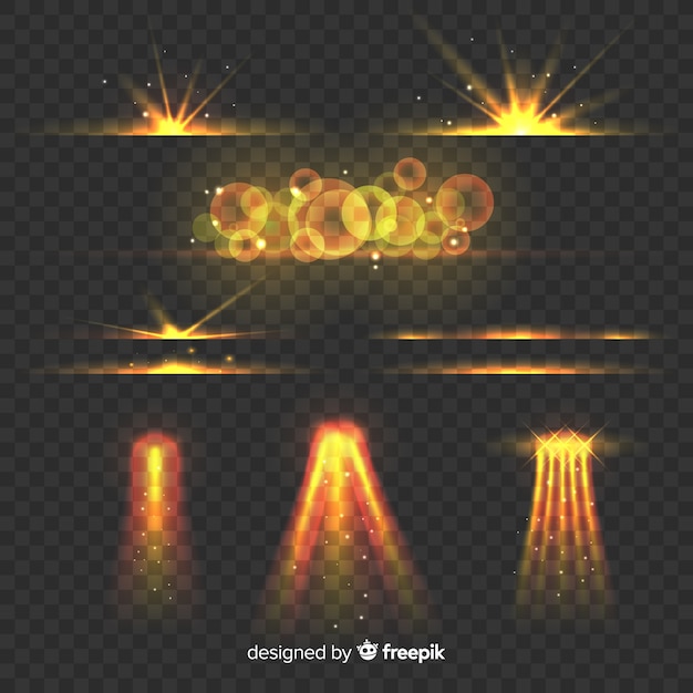 Free vector pack of golden light effects