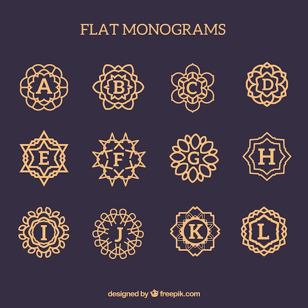 Free vector pack of golden monograms