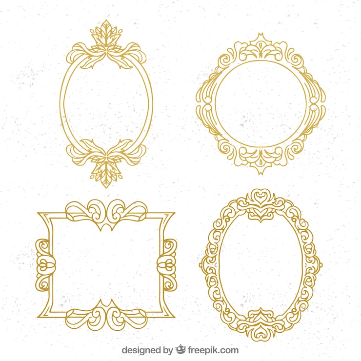 Free Vector pack of golden ornamental frames
