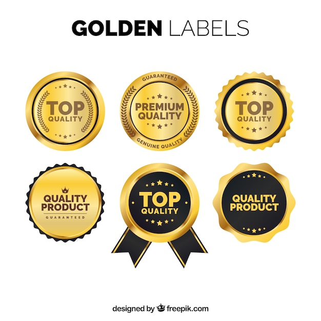 Pack of golden premium stickers in vintage style