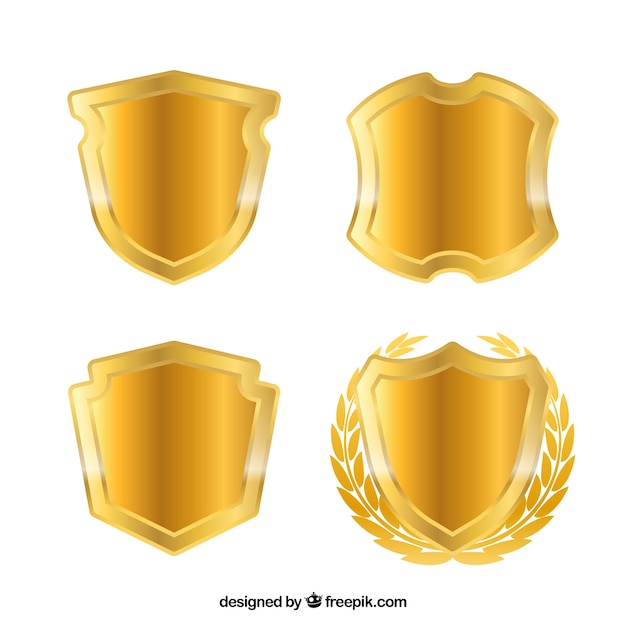 Golden Shields Vector Templates – Free Download