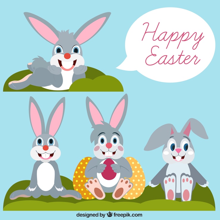 Free Vector pack of great easter bunny
