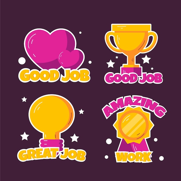 Free vector pack of great job and good job stickers