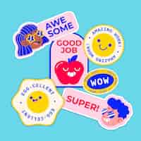 Free vector pack of great job and good job stickers