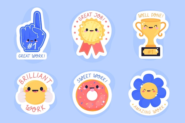 Free vector pack of great job and good job stickers