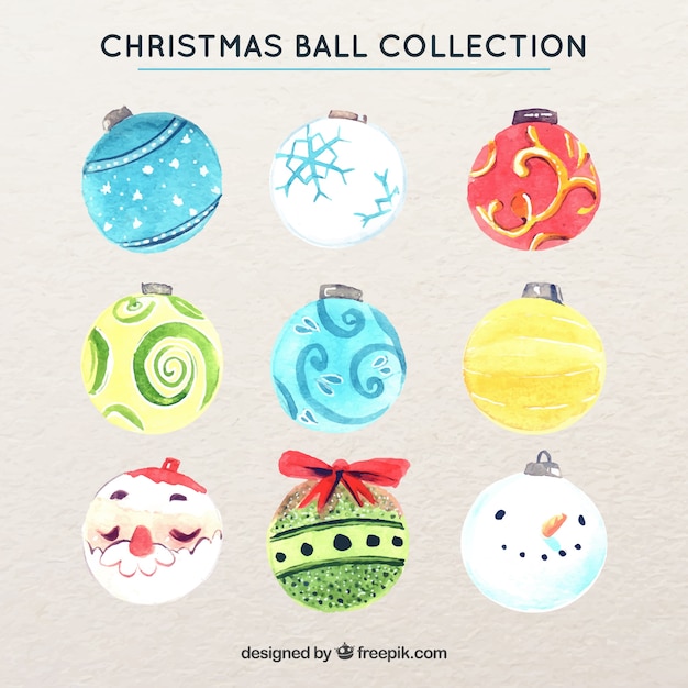 Pack of great watercolor baubles