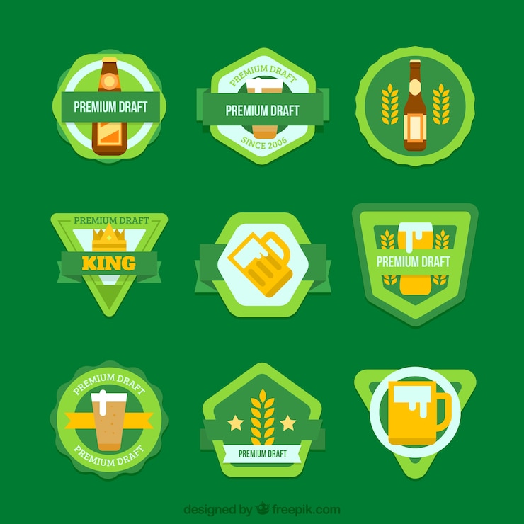 Free Vector pack of green beer badges
