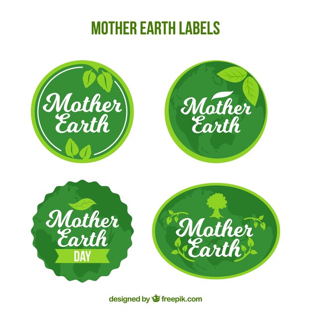 Pack of green earth day stickers