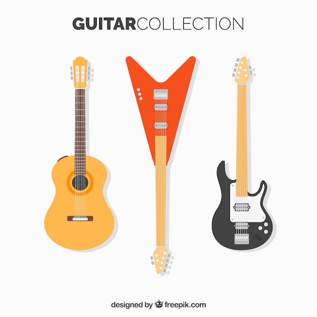 Pack of guitars in flat design