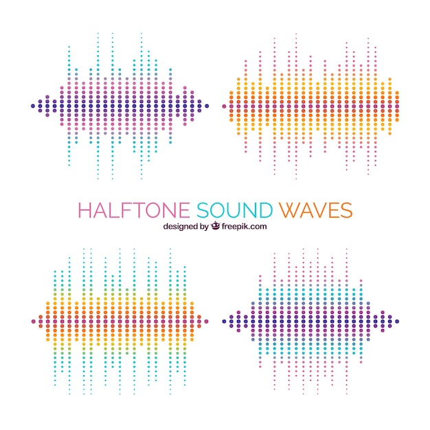 Free vector pack of halftone sound waves