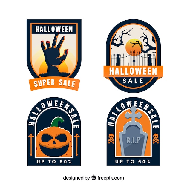 Free vector pack of halloween badges