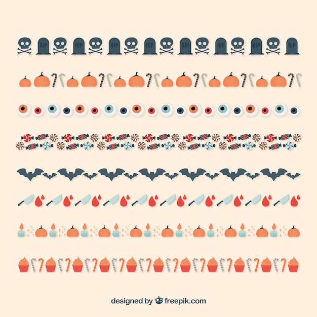 Vettore gratuito pacchetto di ornamenti di halloween in disegno piatto