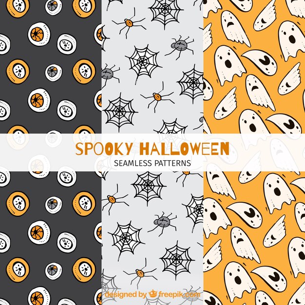 Free vector pack of halloween patterns with drawings