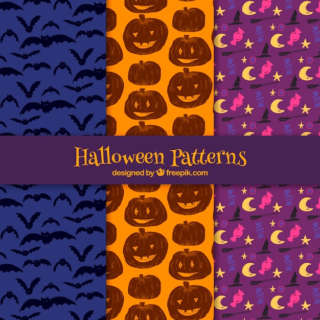 Free Vector pack halloween patterns
