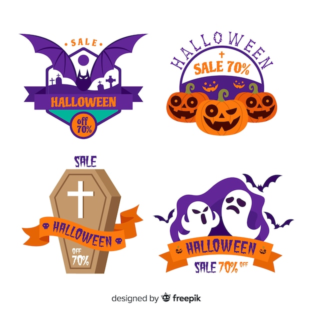 Free vector pack of halloween sale labels