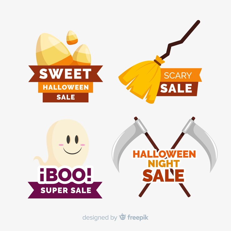 मुफ़्त वेक्टर pack of halloween sales labels
