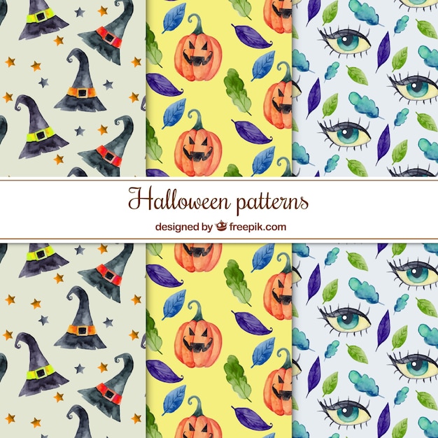 Pack of halloween watercolor patterns