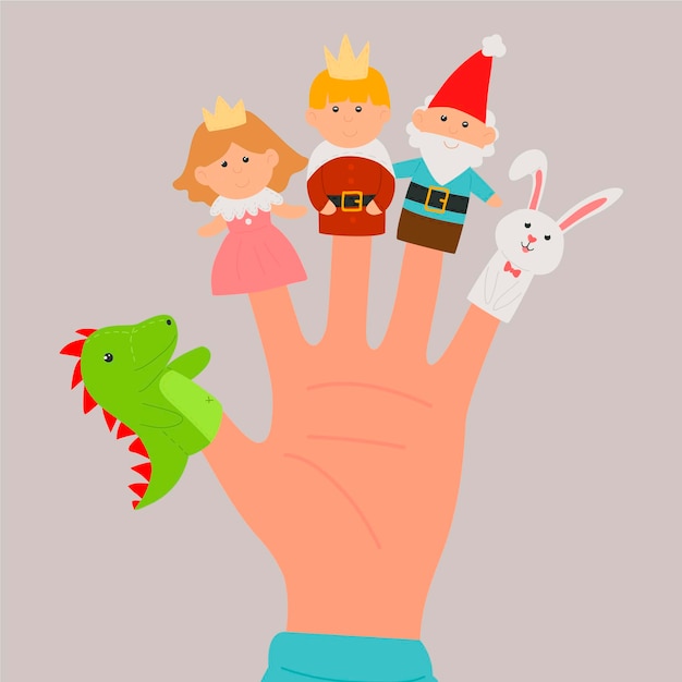 Free vector pack of hand drawn adorable finger puppets