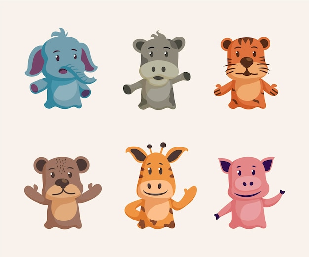 Free vector pack of hand drawn adorable hand puppets