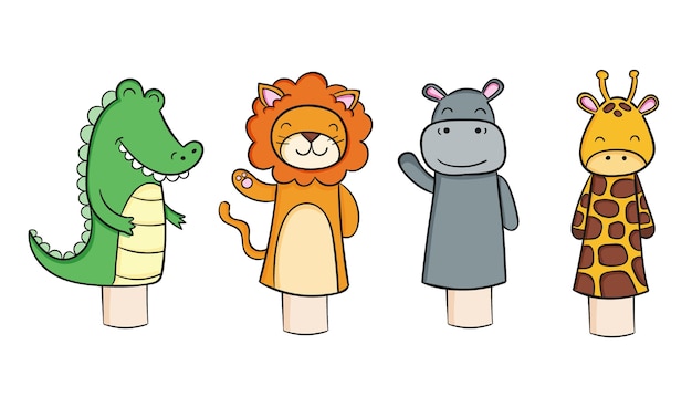 Free vector pack of hand drawn adorable hand puppets