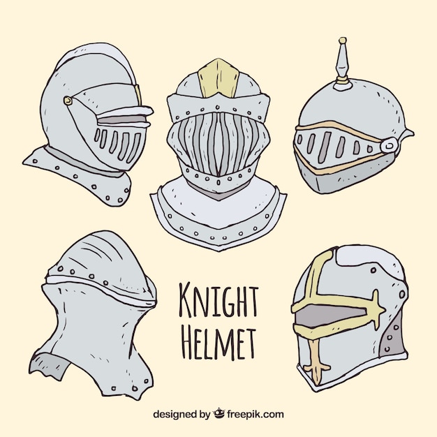 Pack of hand drawn armor helmets