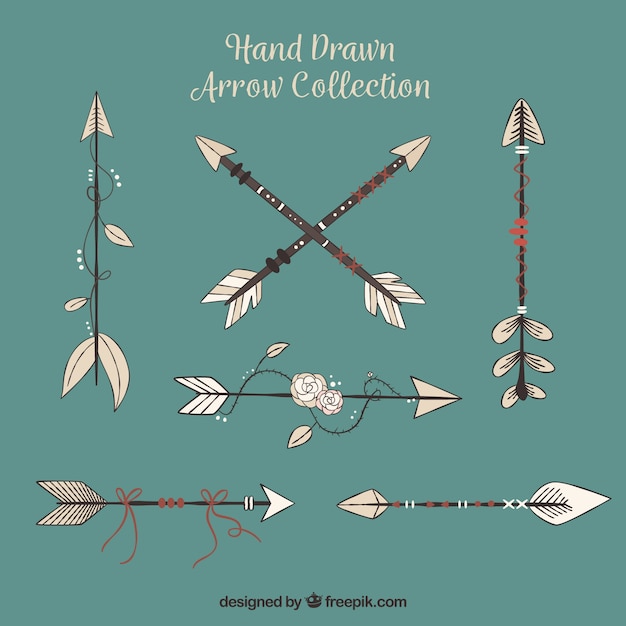 Free vector pack of hand drawn arrows in ethnic style