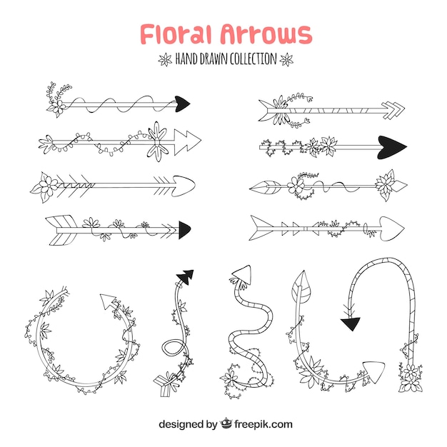Vettore gratuito confezione di frecce disegnate a mano