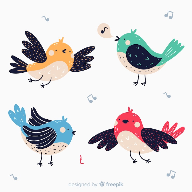 Free Vector pack of hand drawn birds