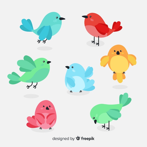 Free vector pack of hand drawn birds