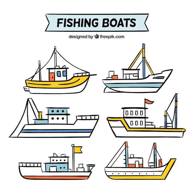 Pack of hand drawn boats