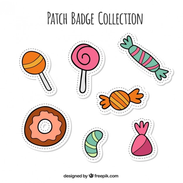 Free vector pack of hand-drawn candy stickers