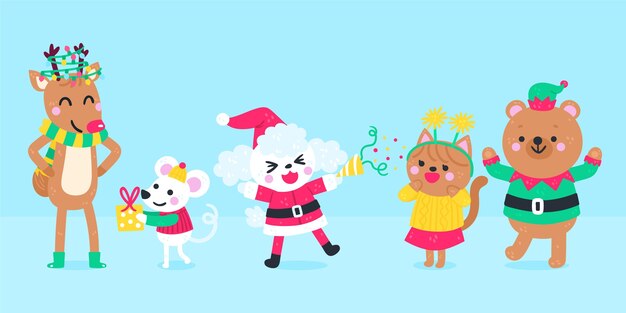 Free vector pack of hand drawn christmas characters
