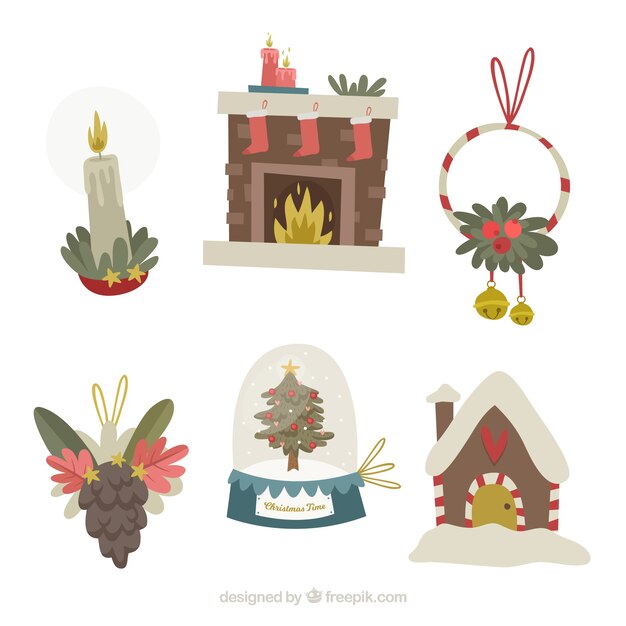 Pack of hand-drawn christmas elements