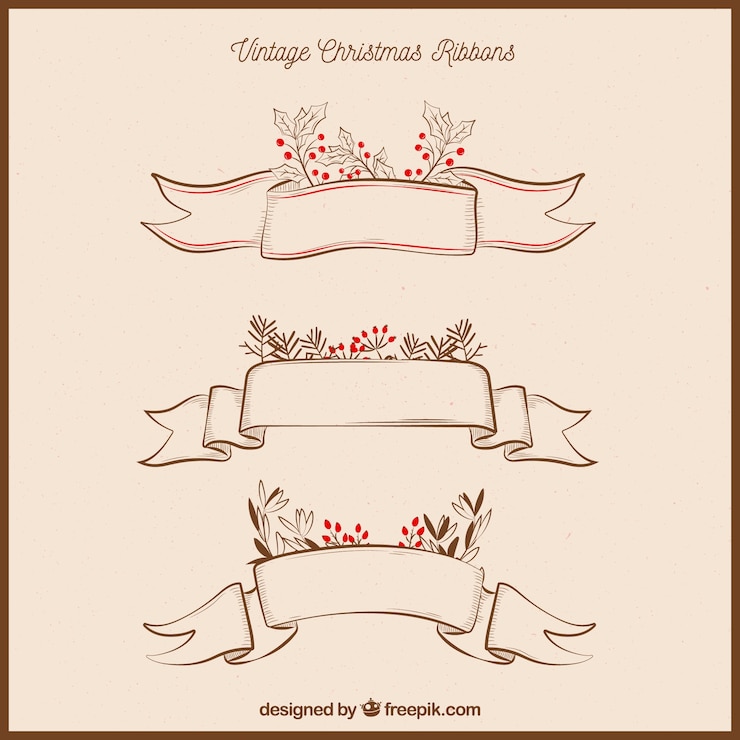 Free Vector pack of hand drawn christmas ribbons