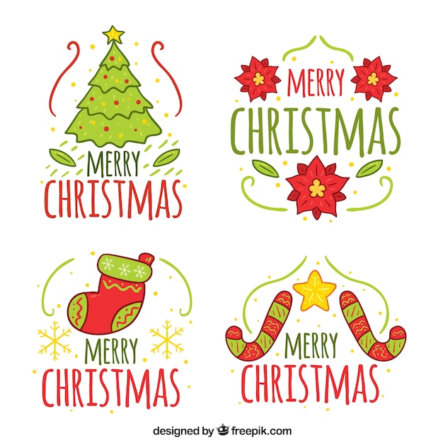 Pack of hand drawn christmas stickers