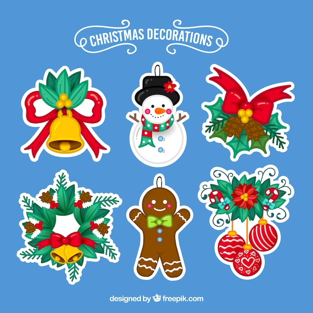 Pack of hand-drawn christmas stickers