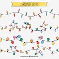 Free vector pack of hand drawn christmas string lights