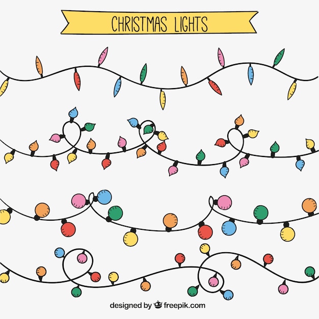Pack of hand drawn christmas string lights