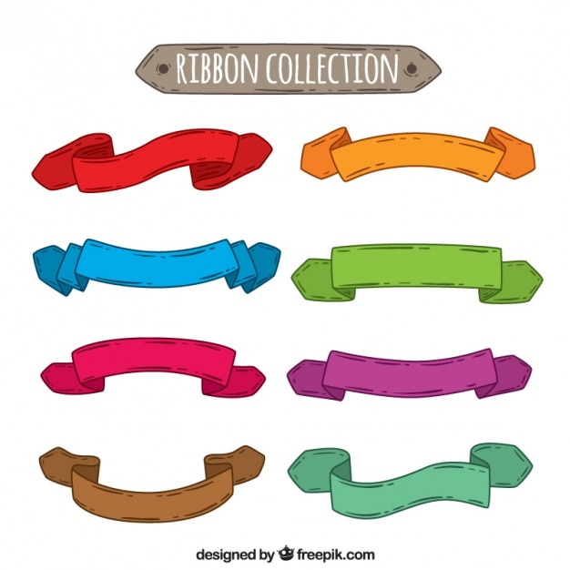 Free vector pack of hand-drawn colorful ribbons
